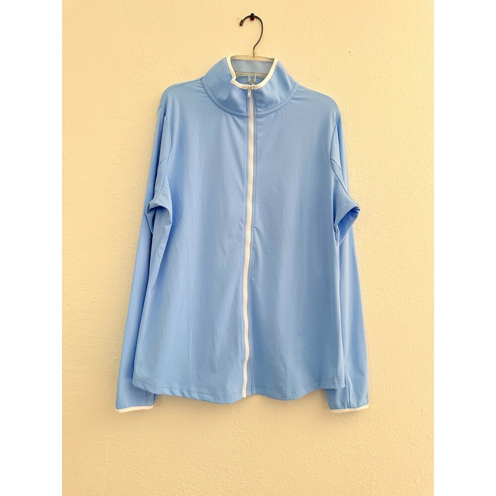 Smith & Quinn Full Zip Blue Track Jacket Stretch Contrast Trim Women's Sz Large